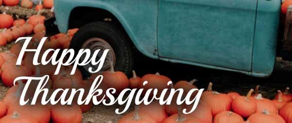  Happy Thanksgiving With Blue Truck and pumpkins